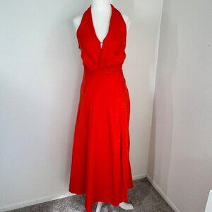 ASTR The Lable DRESS Halter Neck Flare Red Chili Size XS Picnic Brunch Midi